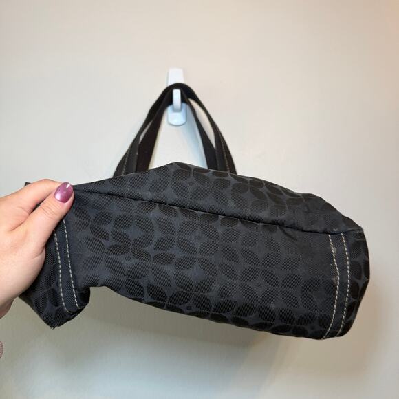 Fossil Women's Signature Print Canvas Key-Per Tote Shoulder Bag Purse Black - Picture 5 of 11